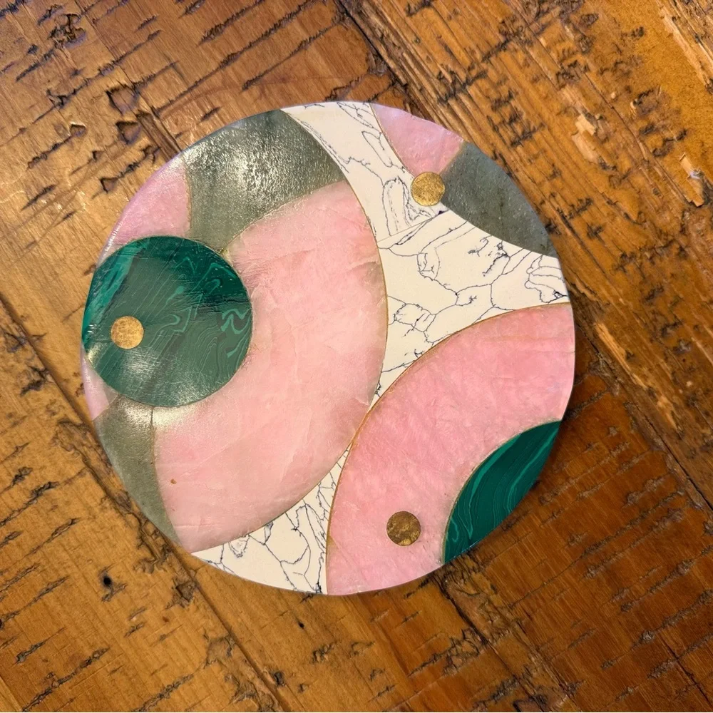 Abstract Pink and Green Coaster